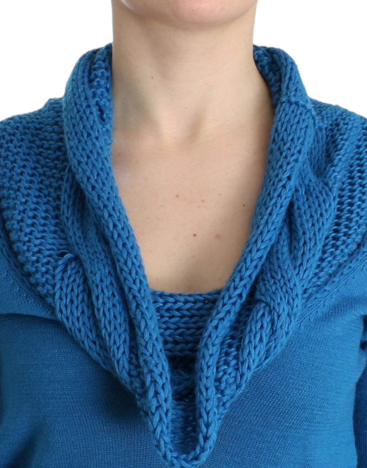 Maglione lavorato a maglia blu con scollo a barchetta di Costume National