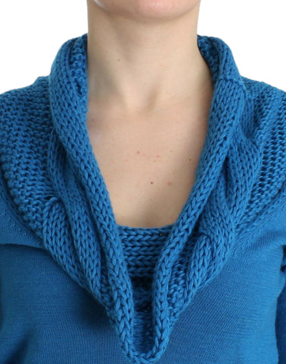 Maglione lavorato a maglia blu con scollo a barchetta di Costume National