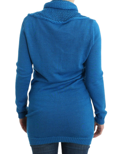 Maglione lavorato a maglia blu con scollo a barchetta di Costume National