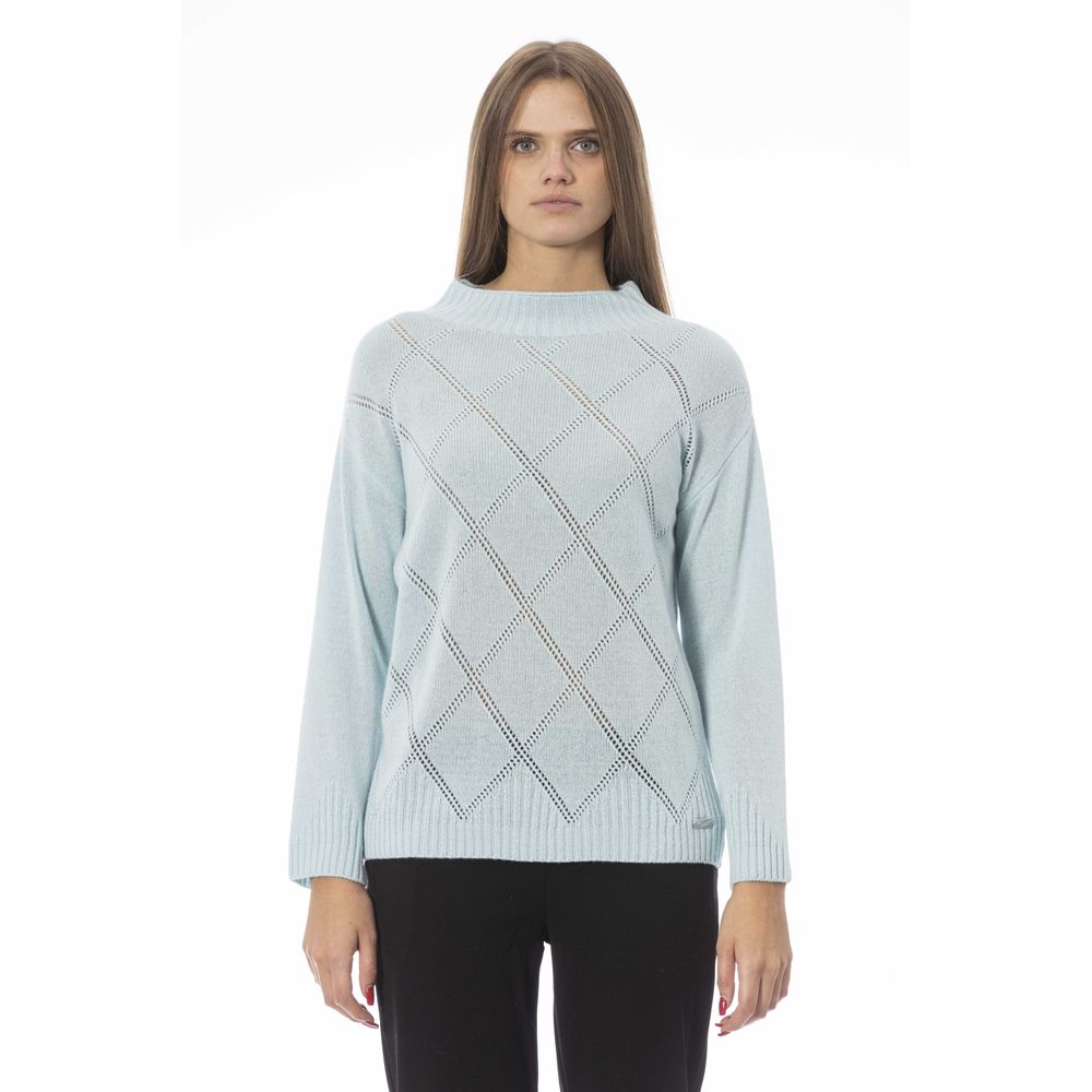 Maglione da donna in lana azzurro Baldinini Trend