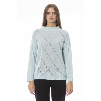 Maglione da donna in lana azzurro Baldinini Trend