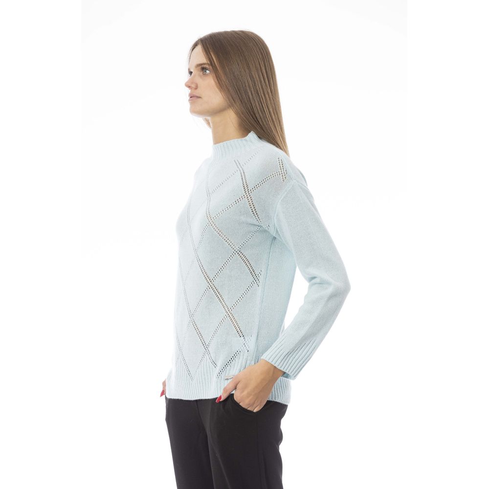 Maglione da donna in lana azzurro Baldinini Trend