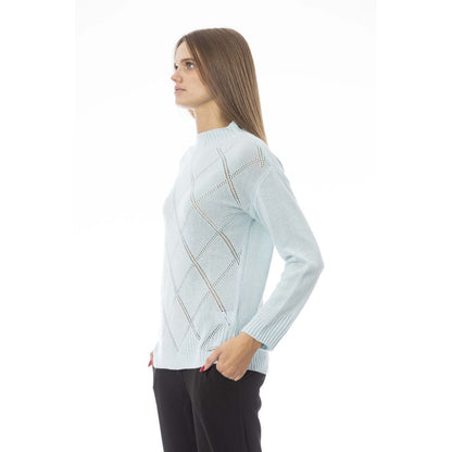 Maglione da donna in lana azzurro Baldinini Trend