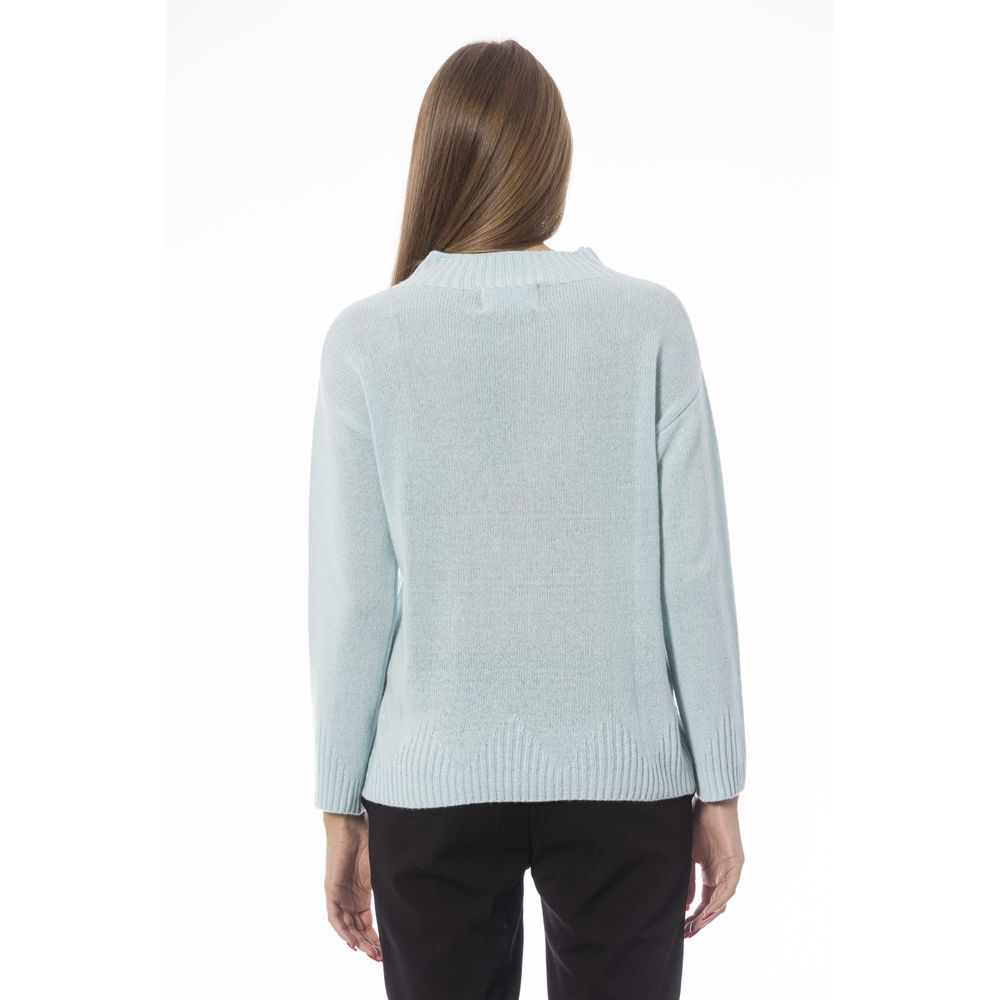 Maglione da donna in lana azzurro Baldinini Trend