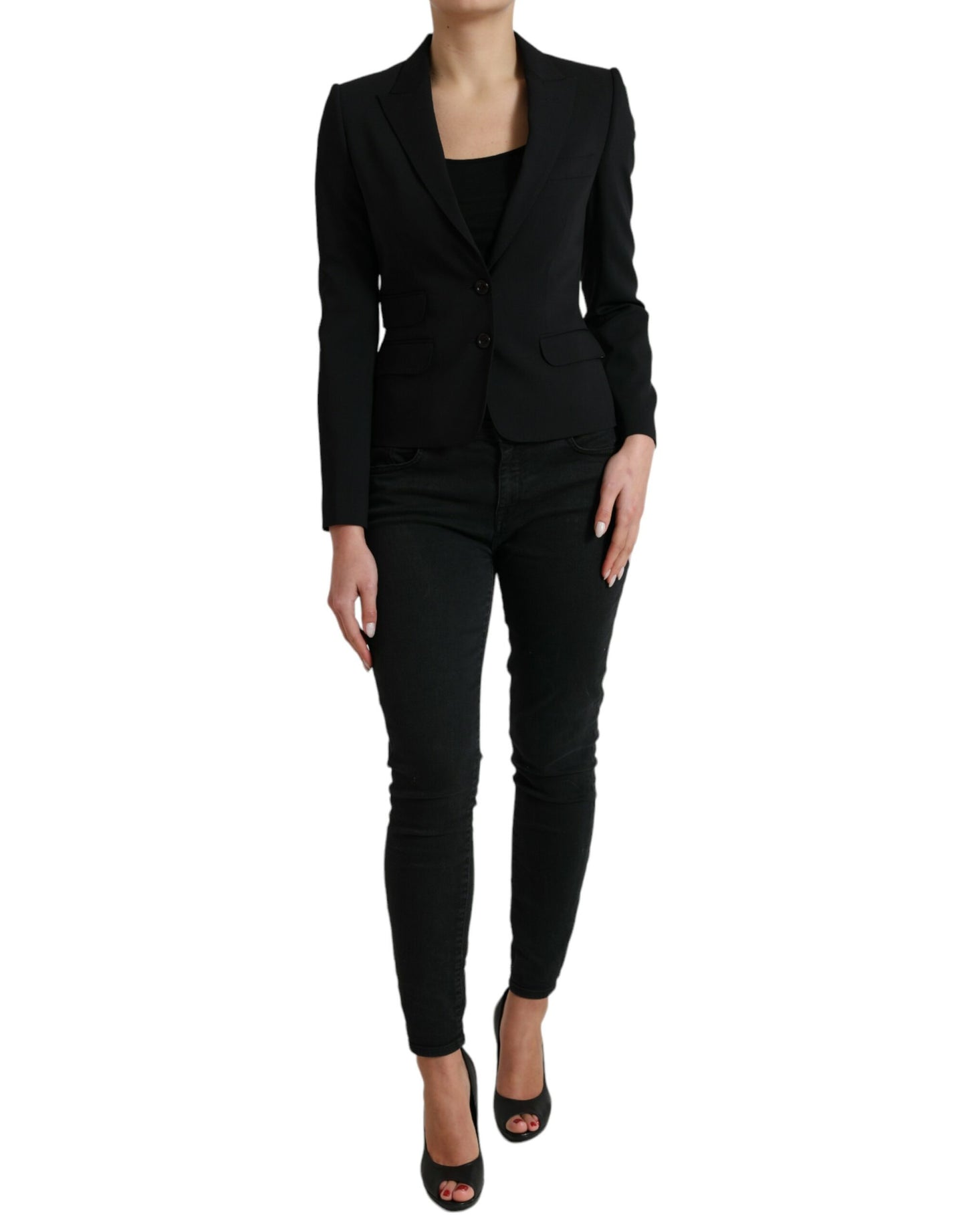 Giacca blazer monopetto in lana nera Dolce &amp; Gabbana