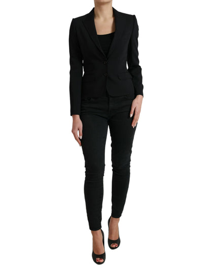 Giacca blazer monopetto in lana nera Dolce &amp; Gabbana