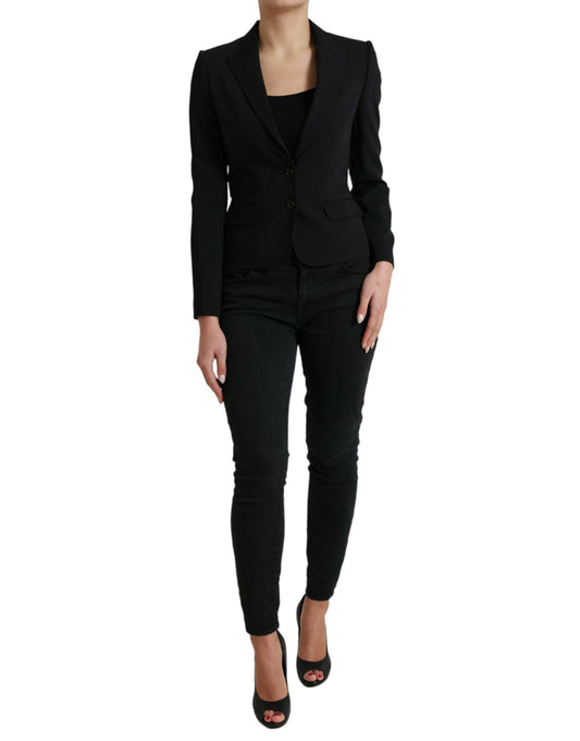 Giacca blazer monopetto in lana nera Dolce &amp; Gabbana