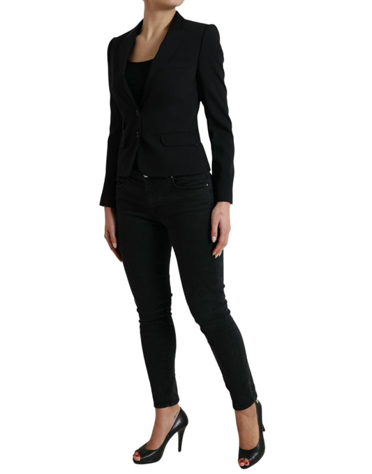Giacca blazer monopetto in lana nera Dolce &amp; Gabbana