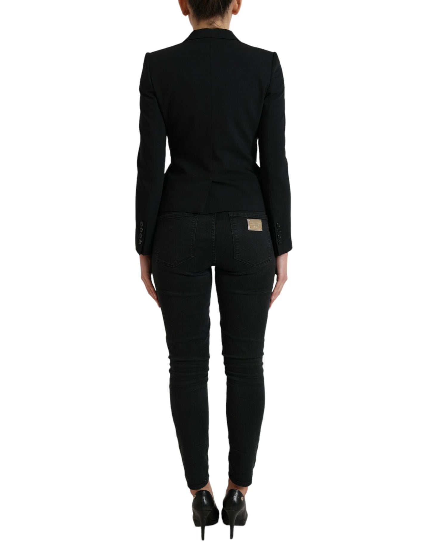 Giacca blazer monopetto in lana nera Dolce &amp; Gabbana