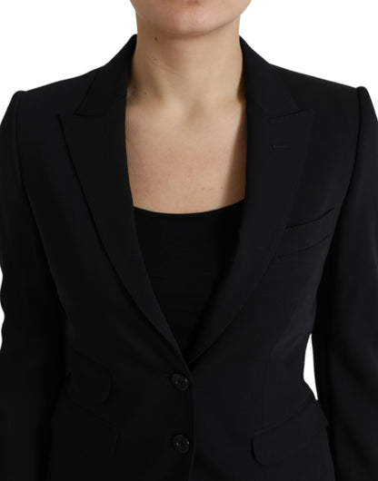 Giacca blazer monopetto in lana nera Dolce &amp; Gabbana