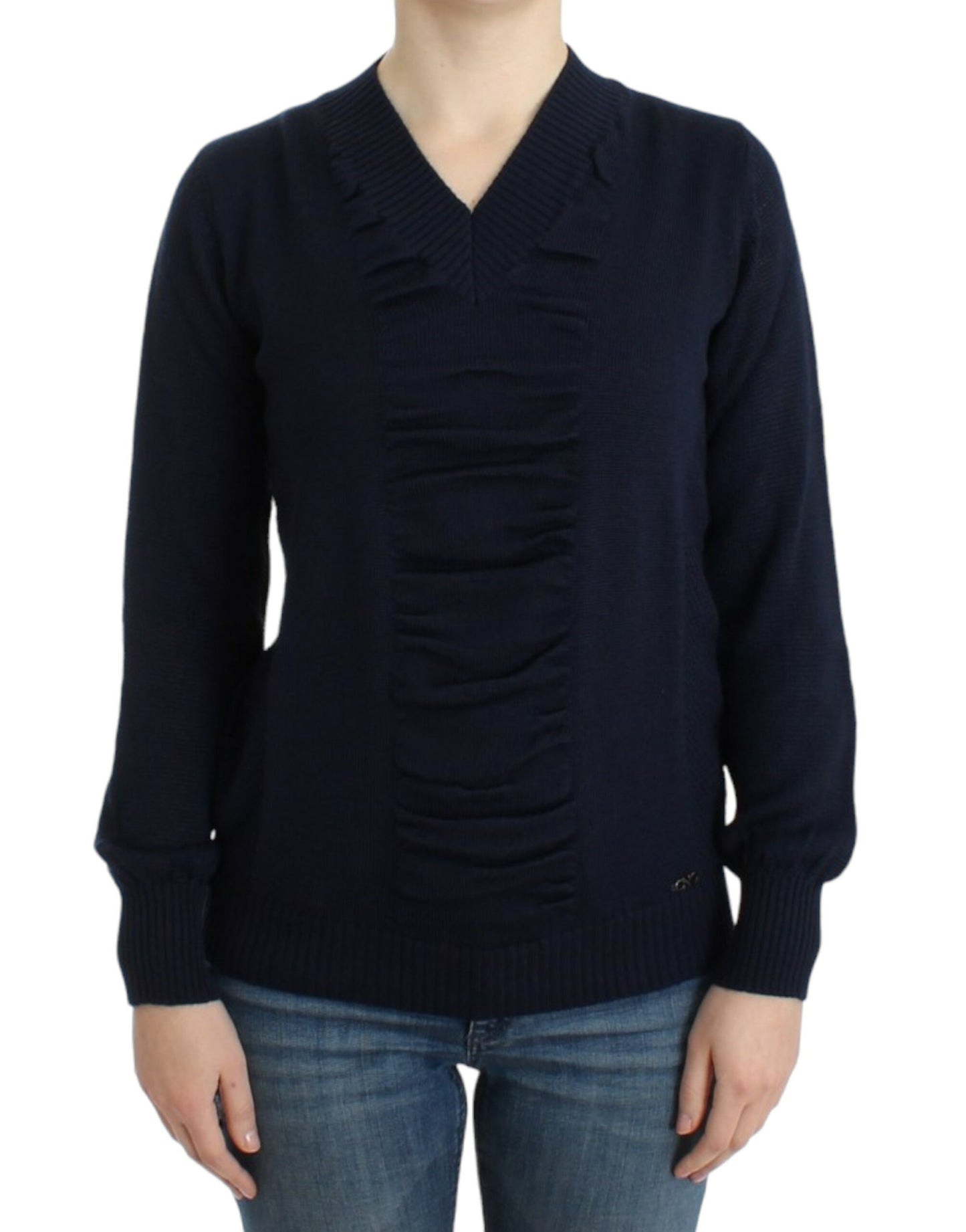 Maglione di lana con scollo a V blu scuro di Costume National