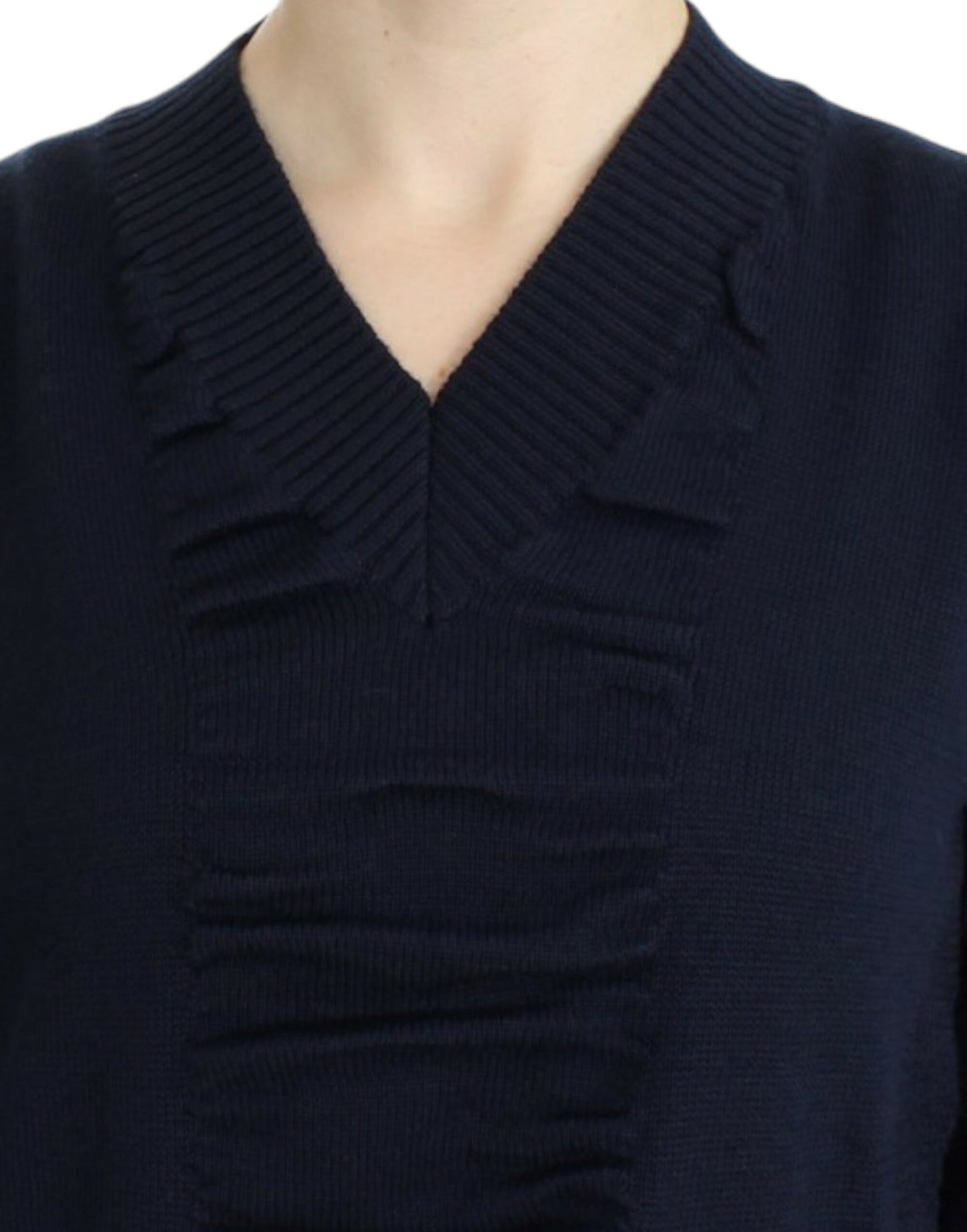 Maglione di lana con scollo a V blu scuro di Costume National