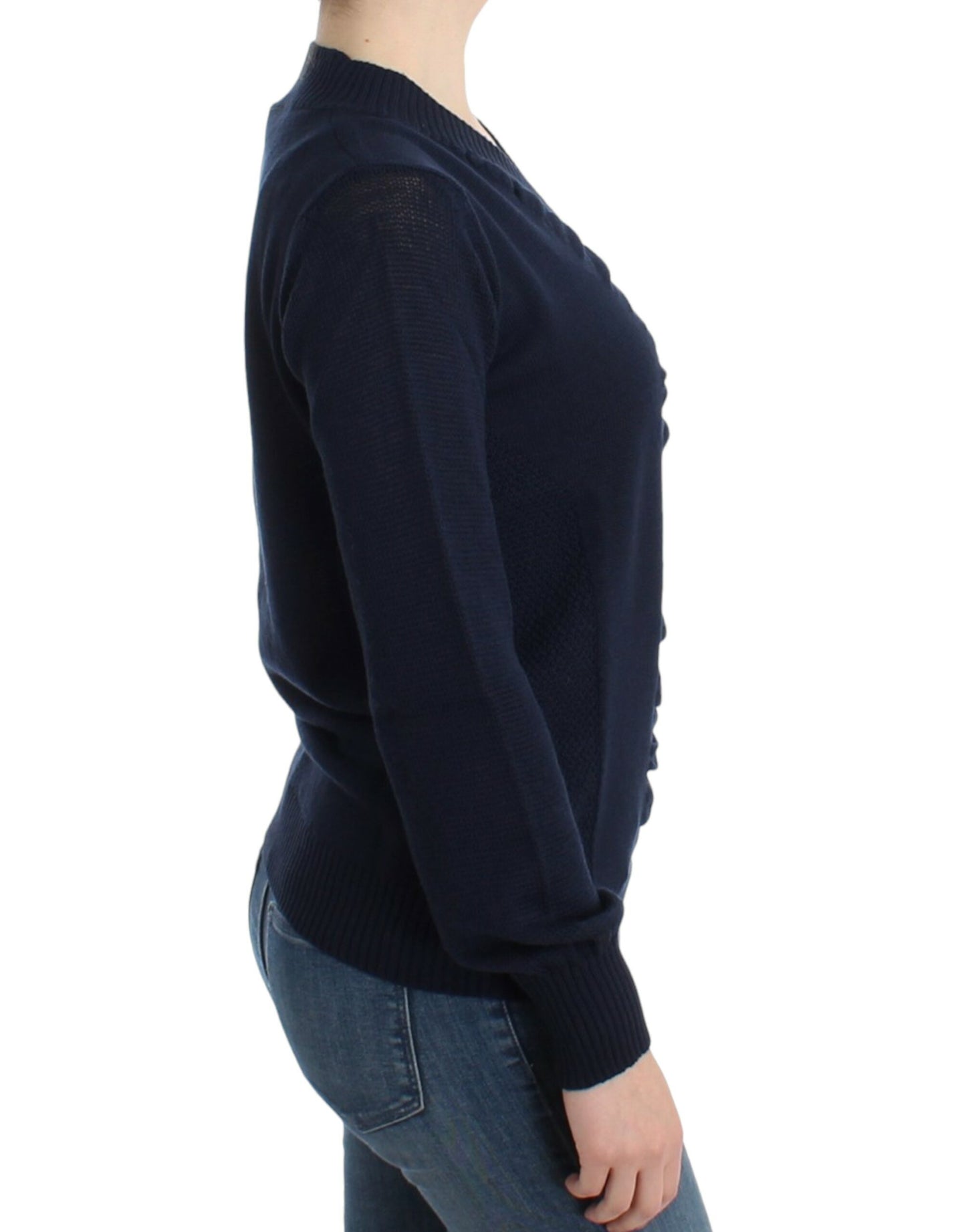 Maglione di lana con scollo a V blu scuro di Costume National