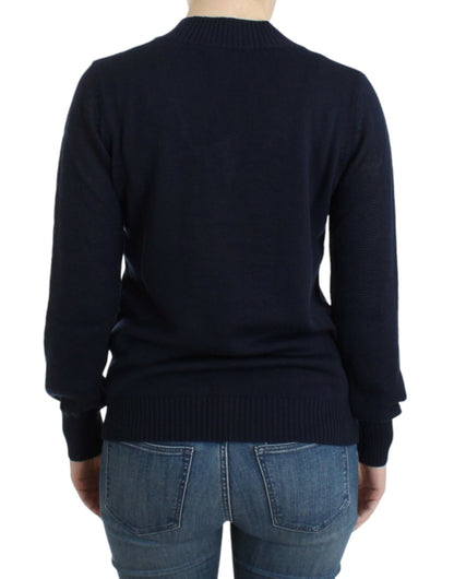 Maglione di lana con scollo a V blu scuro di Costume National