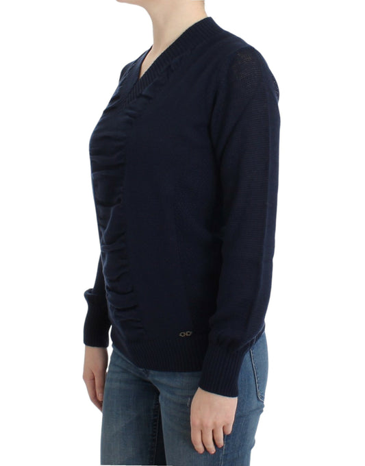 Maglione di lana con scollo a V blu scuro di Costume National