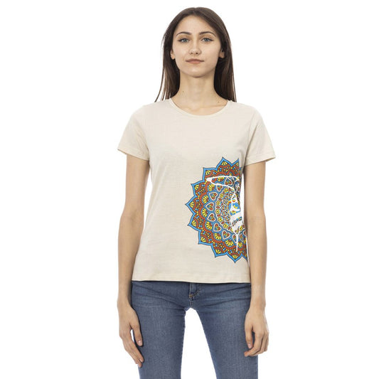 T-shirt da donna Trussardi Action in cotone beige