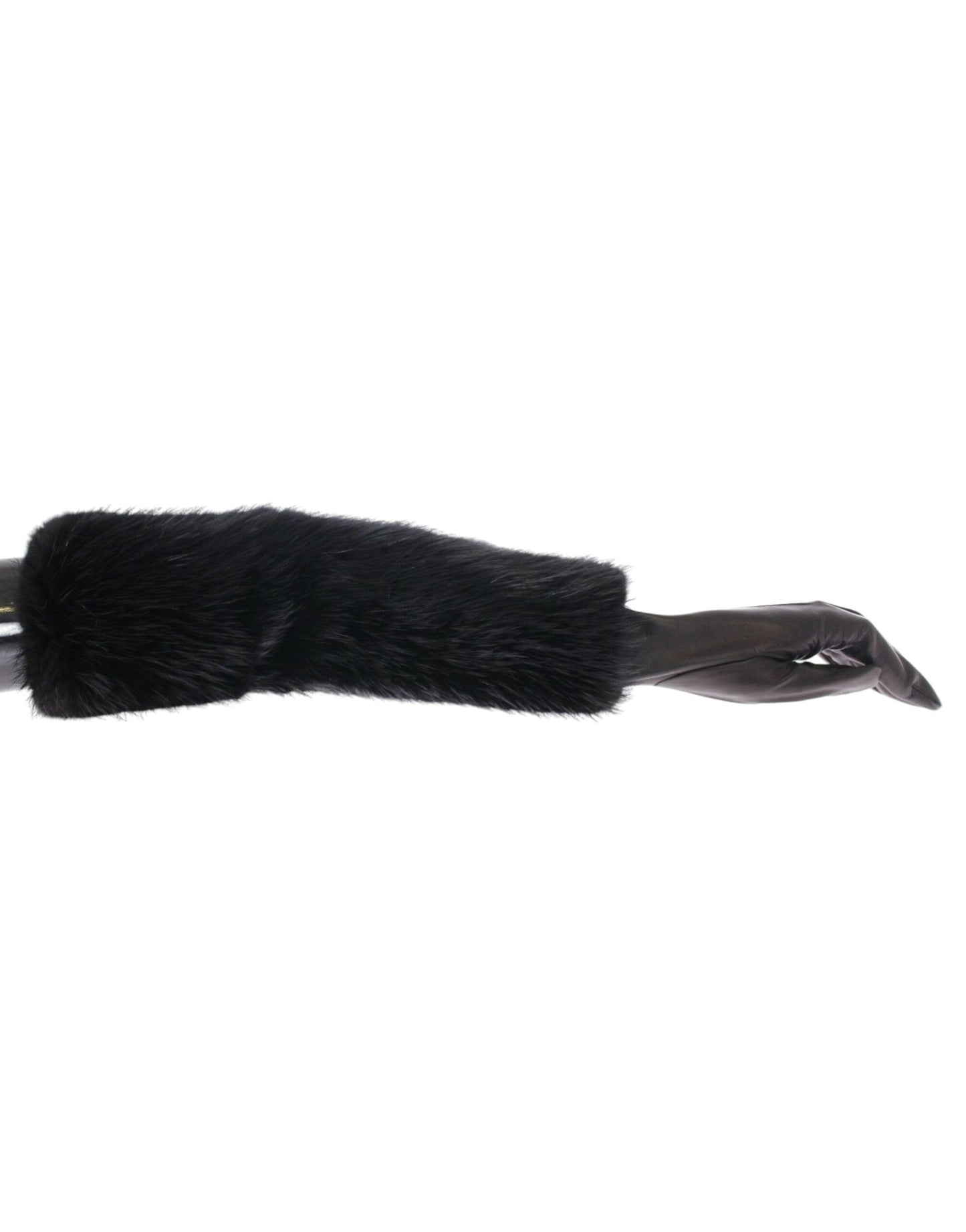 Guanti da gomito in pelle di agnello e pelliccia di castoro nera Dolce &amp; Gabbana