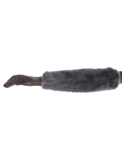 Guanti in pelle scamosciata di agnello e pelliccia di visone grigio Dolce &amp; Gabbana
