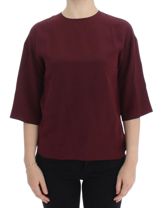 Blusa in seta rossa con maniche a 3/4 di Dolce &amp; Gabbana