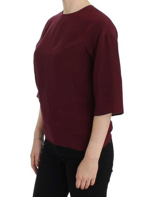 Blusa in seta rossa con maniche a 3/4 di Dolce &amp; Gabbana