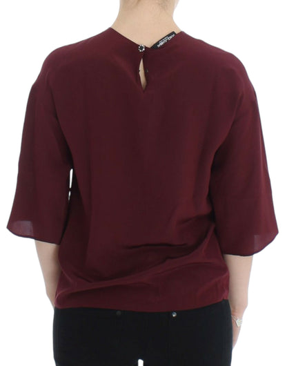 Blusa in seta rossa con maniche a 3/4 di Dolce &amp; Gabbana