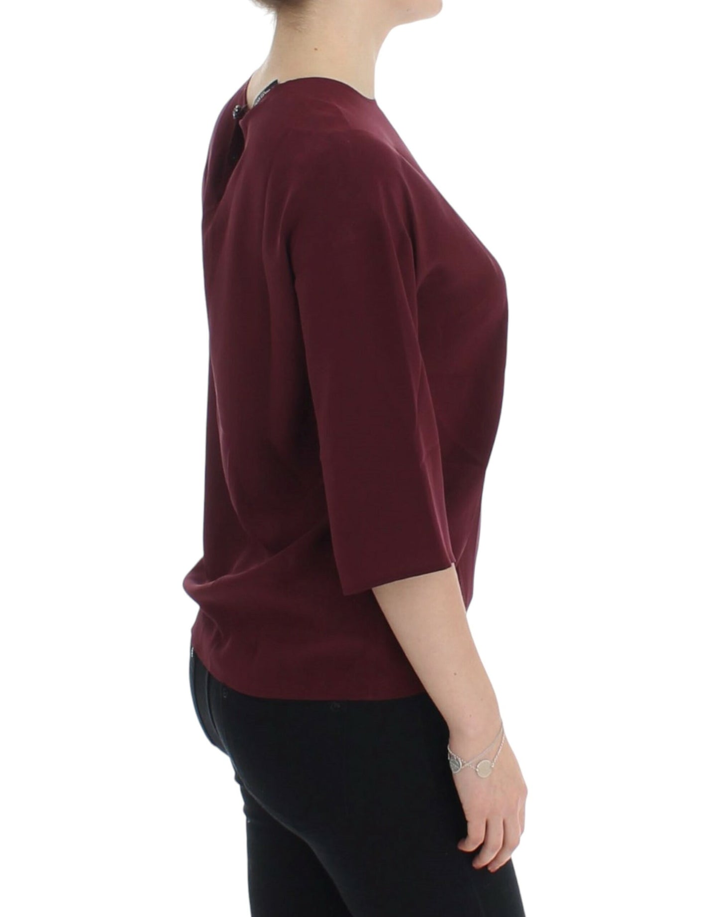 Blusa in seta rossa con maniche a 3/4 di Dolce &amp; Gabbana