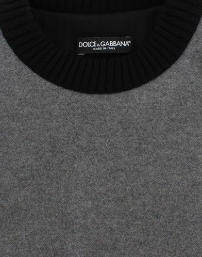 Dolce &amp; Gabbana Maglione in lana e cashmere con pizzo nero grigio
