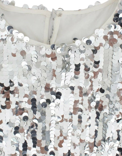 Dolce &amp; Gabbana - Top con scollo a V e paillettes argento