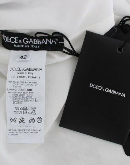 Dolce &amp; Gabbana - Top con scollo a V e paillettes argento
