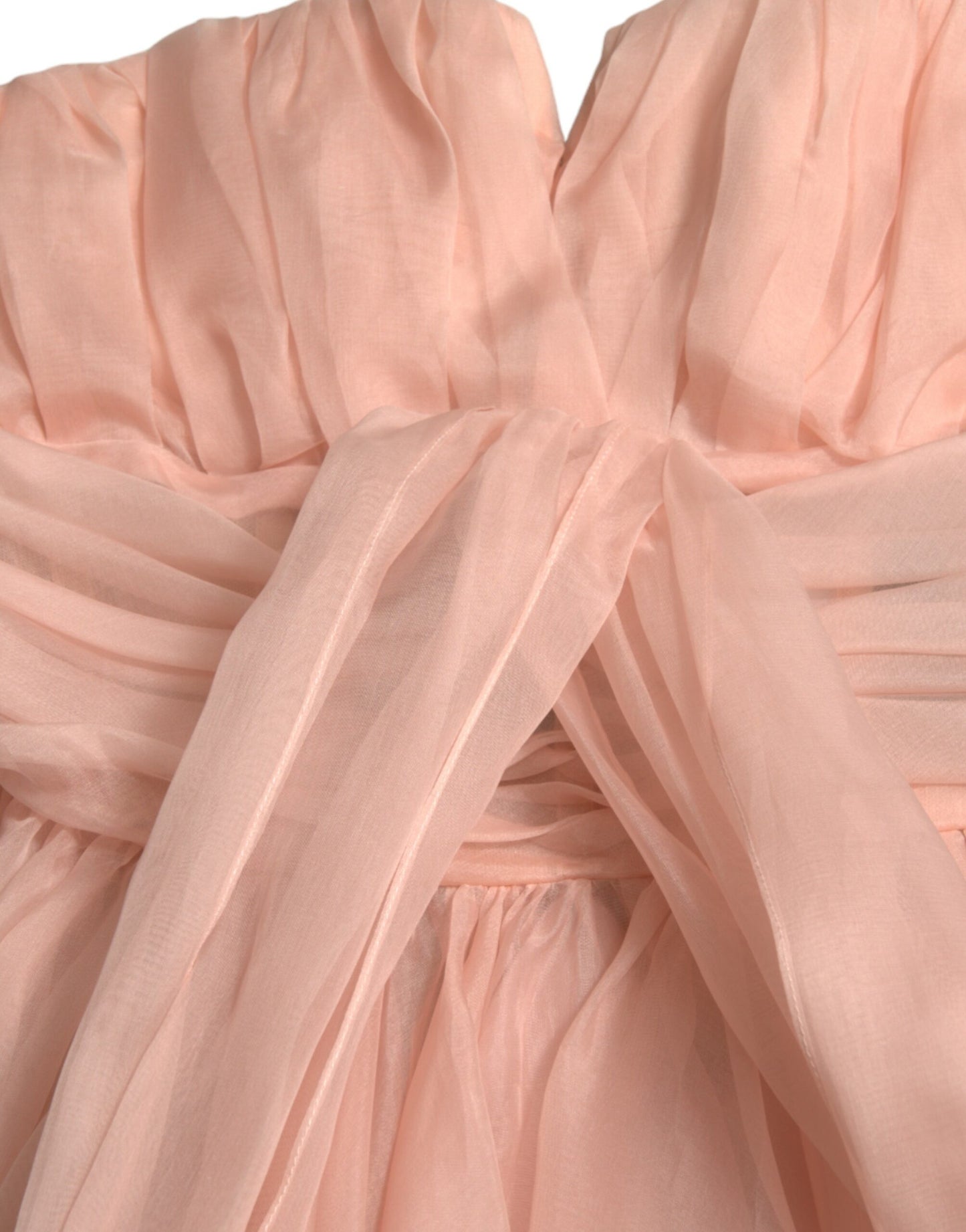 Dolce &amp; Gabbana Abito midi plissettato in chiffon di seta rosa con scollo all'americana