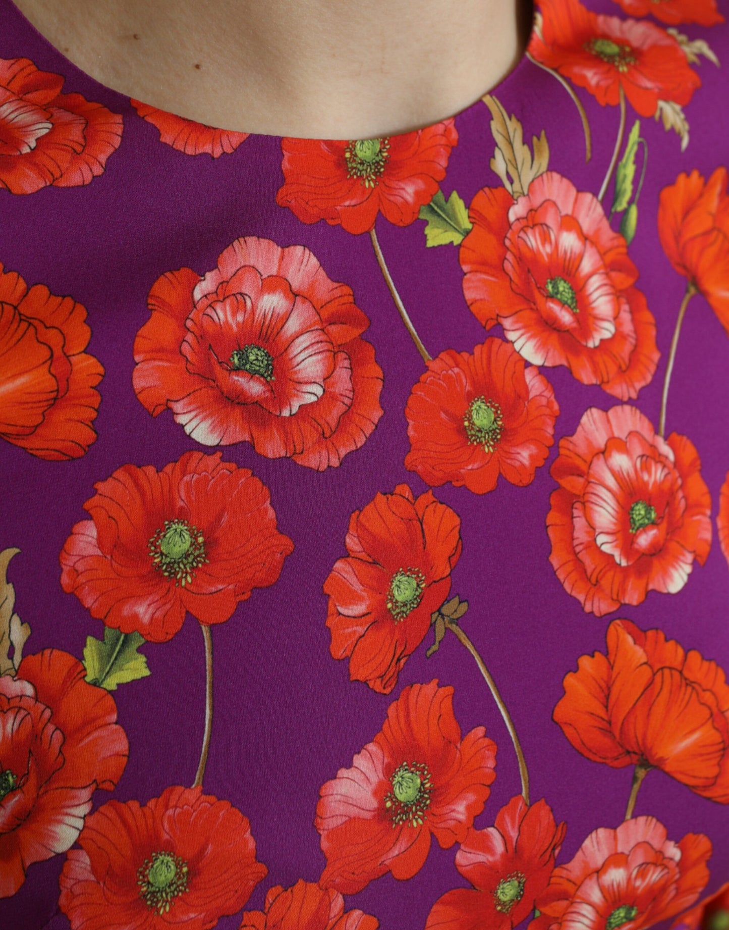 Abito tubino con stampa floreale multicolore di papaveri Dolce &amp; Gabbana