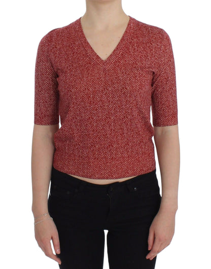 Dolce &amp; Gabbana maglione a maniche corte in tweed di lana rosso