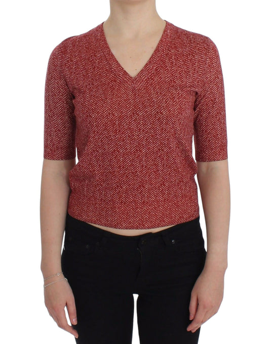 Dolce &amp; Gabbana maglione a maniche corte in tweed di lana rosso