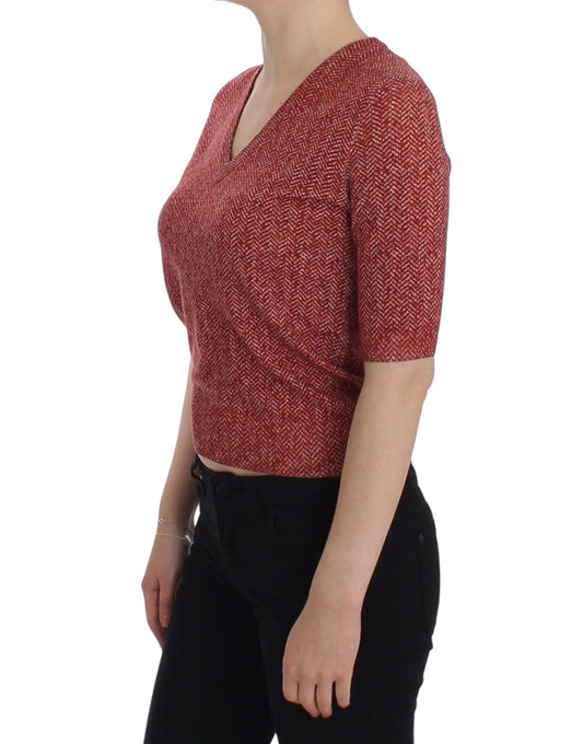Dolce &amp; Gabbana maglione a maniche corte in tweed di lana rosso
