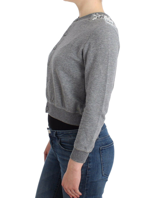 Ermanno Scervino Lingerie Maglia Cardigan in pizzo grigio