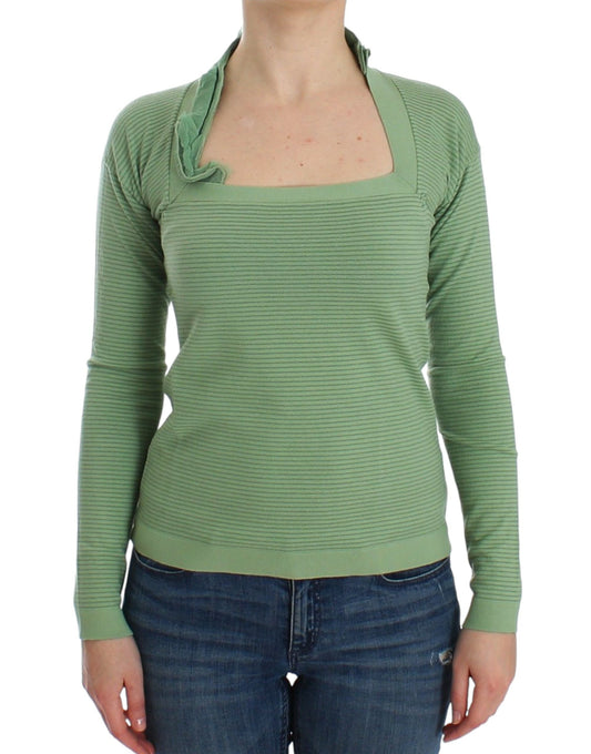 Maglione a maniche lunghe a righe in misto lana verde Ermanno Scervino