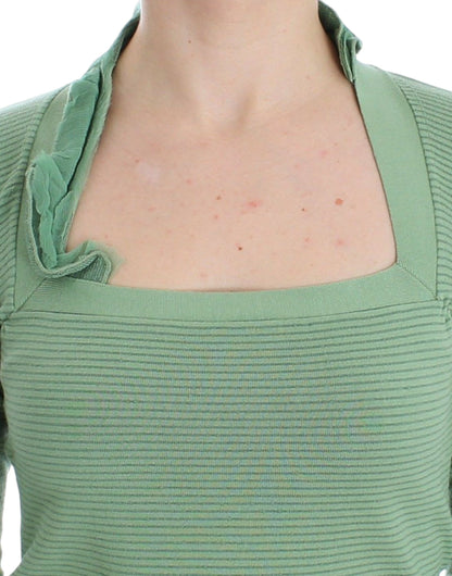Maglione a maniche lunghe a righe in misto lana verde Ermanno Scervino