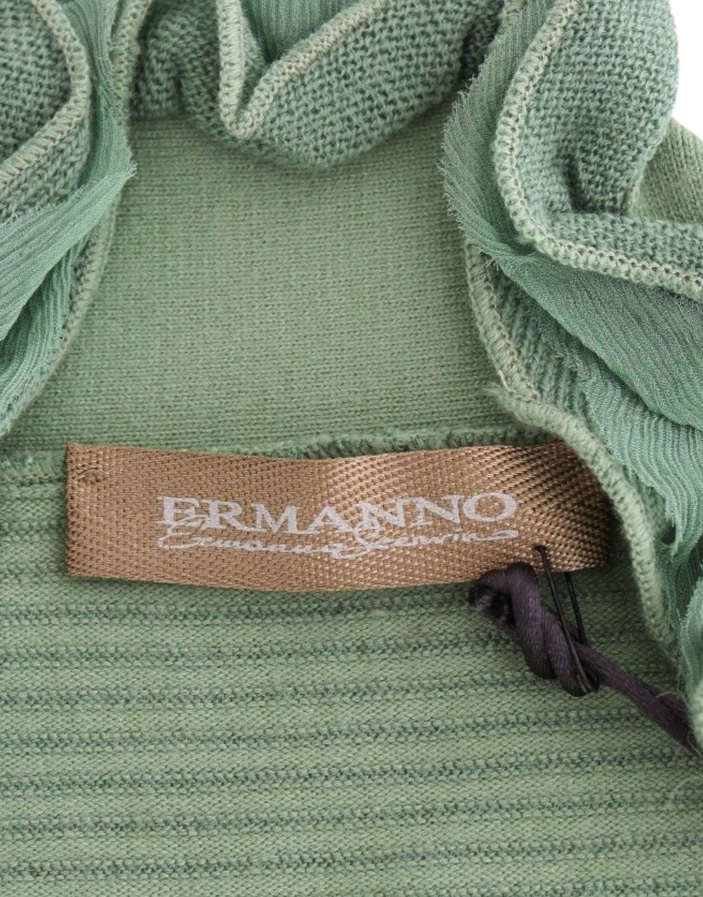 Maglione a maniche lunghe a righe in misto lana verde Ermanno Scervino