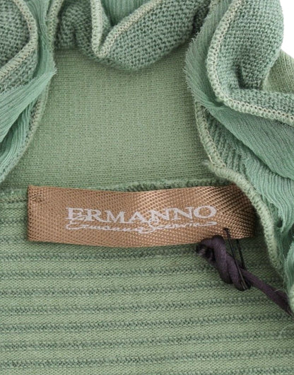 Maglione a maniche lunghe a righe in misto lana verde Ermanno Scervino