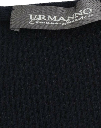 Maglione elasticizzato in lana blu lavorato a maglia Ermanno Scervino