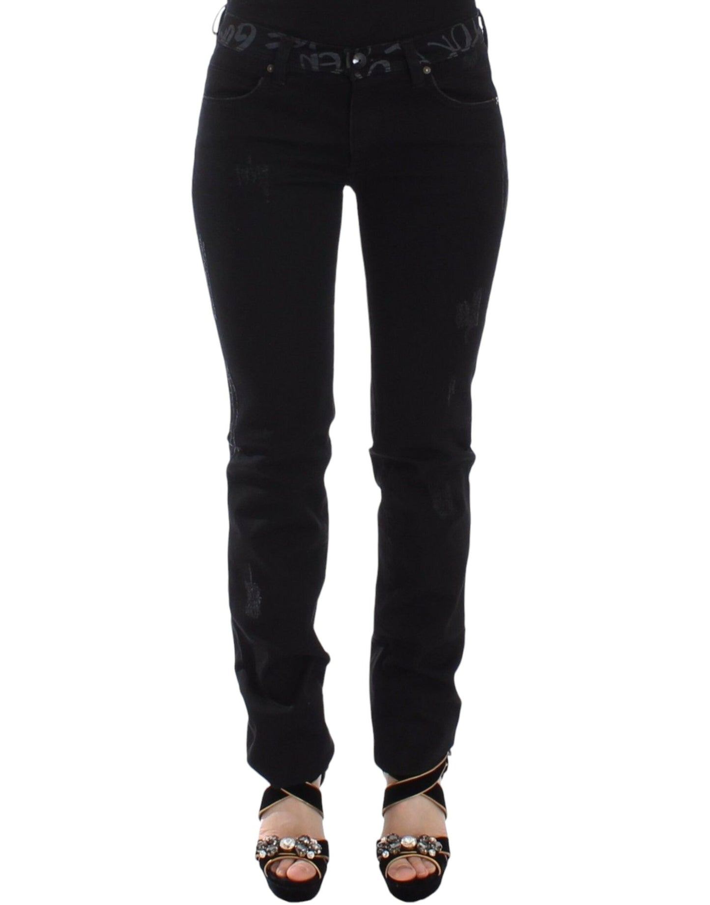 Ermanno Scervino Jeans Slim Neri Pantaloni in Denim Skinny Stretch