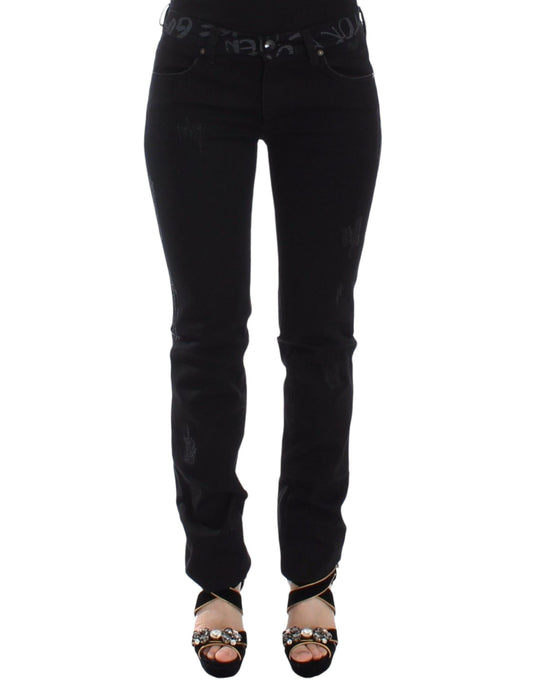 Ermanno Scervino Jeans Slim Neri Pantaloni in Denim Skinny Stretch