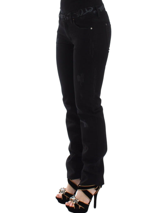 Ermanno Scervino Jeans Slim Neri Pantaloni in Denim Skinny Stretch