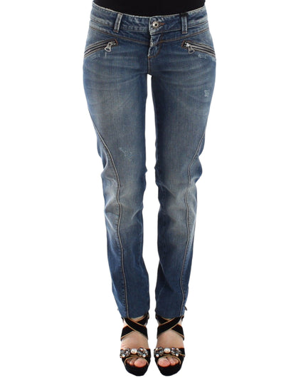 Ermanno Scervino Jeans Slim Blu Pantaloni Denim Dritti Elasticizzati