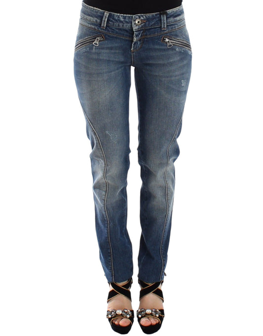 Ermanno Scervino Jeans Slim Blu Pantaloni Denim Dritti Elasticizzati