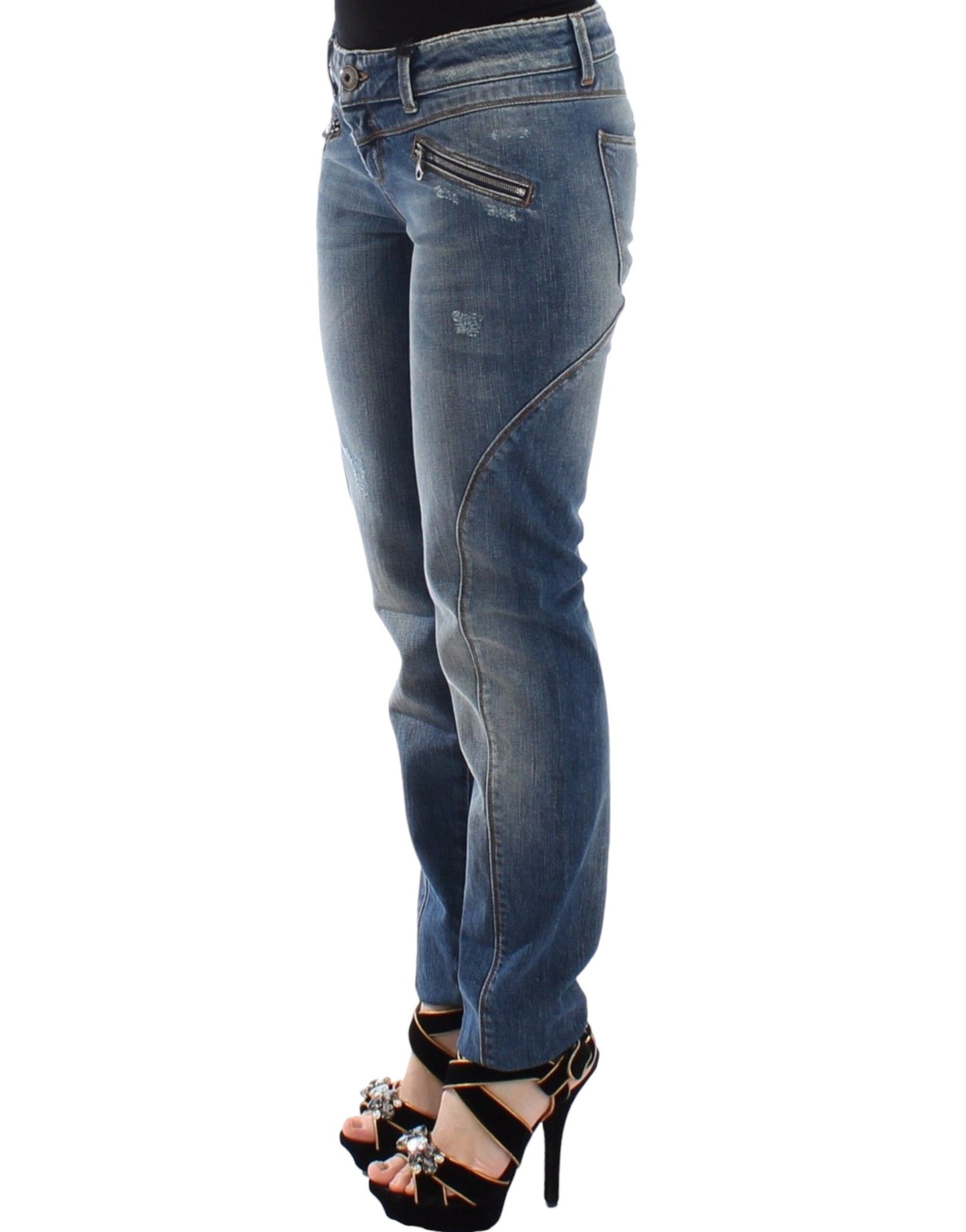 Ermanno Scervino Jeans Slim Blu Pantaloni Denim Dritti Elasticizzati