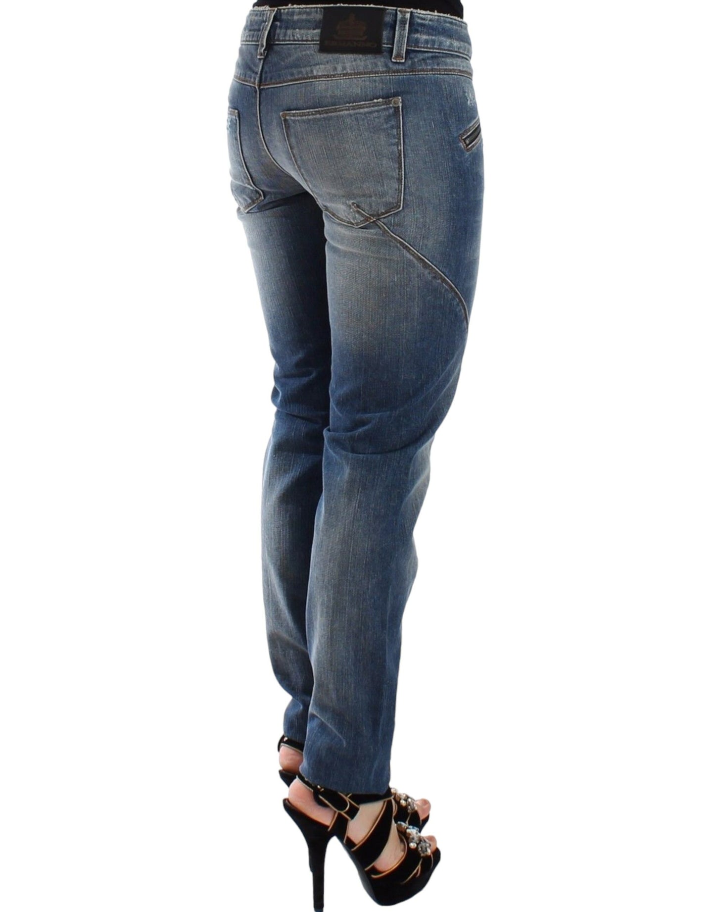 Ermanno Scervino Jeans Slim Blu Pantaloni Denim Dritti Elasticizzati