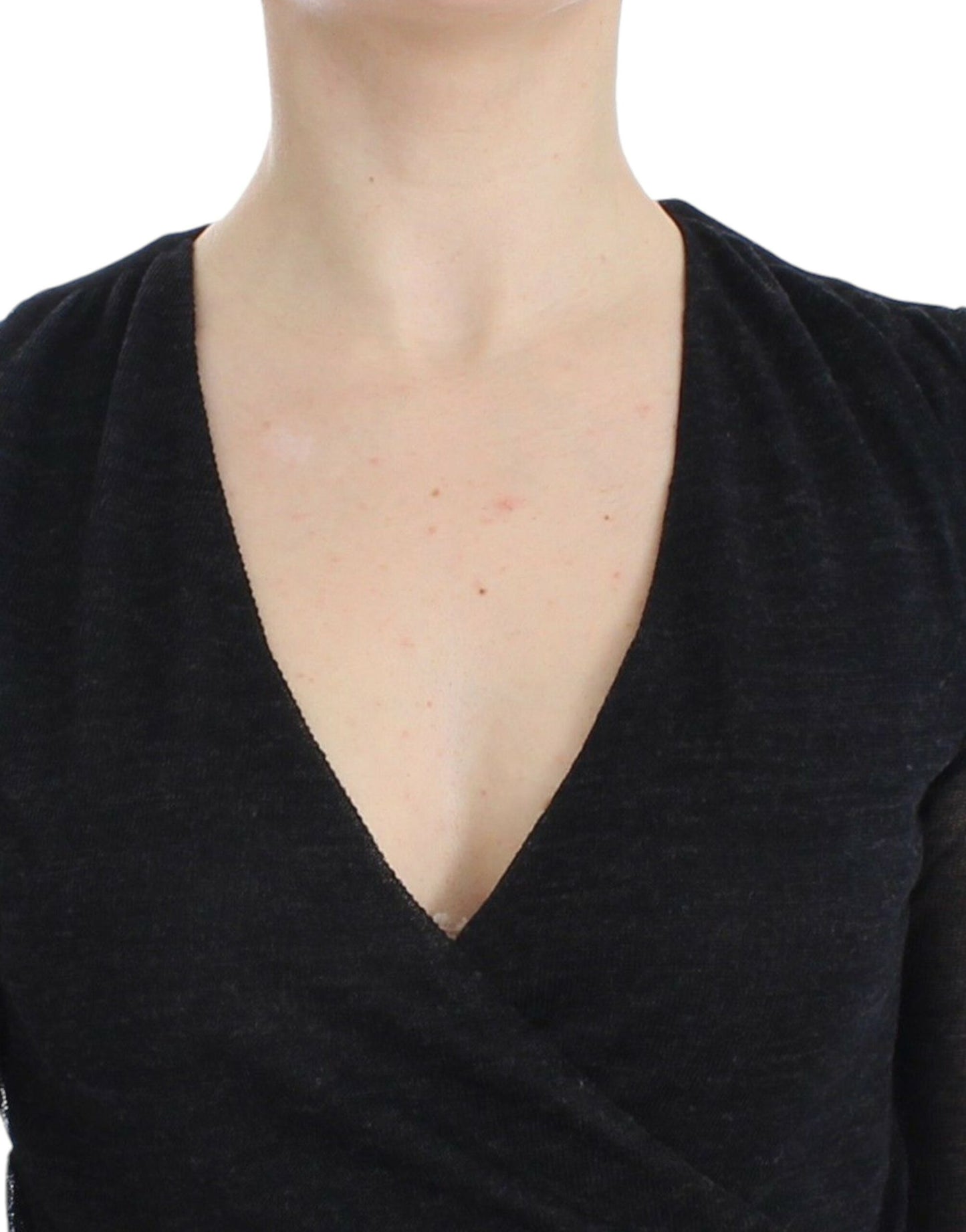 Maglione a maniche lunghe elasticizzato in misto lana nera Ermanno Scervino