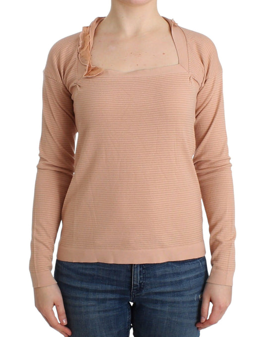 Maglia a maniche lunghe a righe in misto lana arancione Ermanno Scervino