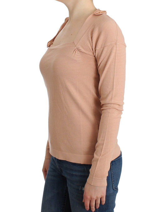 Maglia a maniche lunghe a righe in misto lana arancione Ermanno Scervino